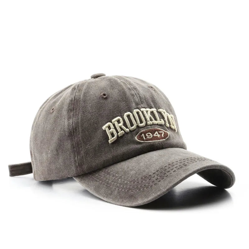 Brooklyn 1947 Embroidered Baseball Cap – Retro Washed Cotton Hat