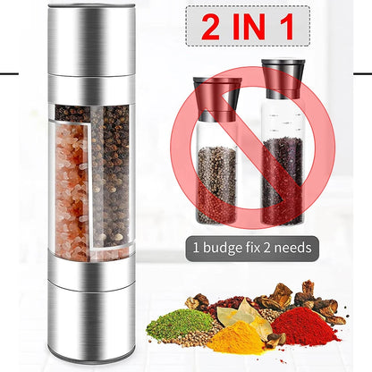 2-in-1 Salt & Pepper Grinder – Manual Stainless Steel Spice Mill