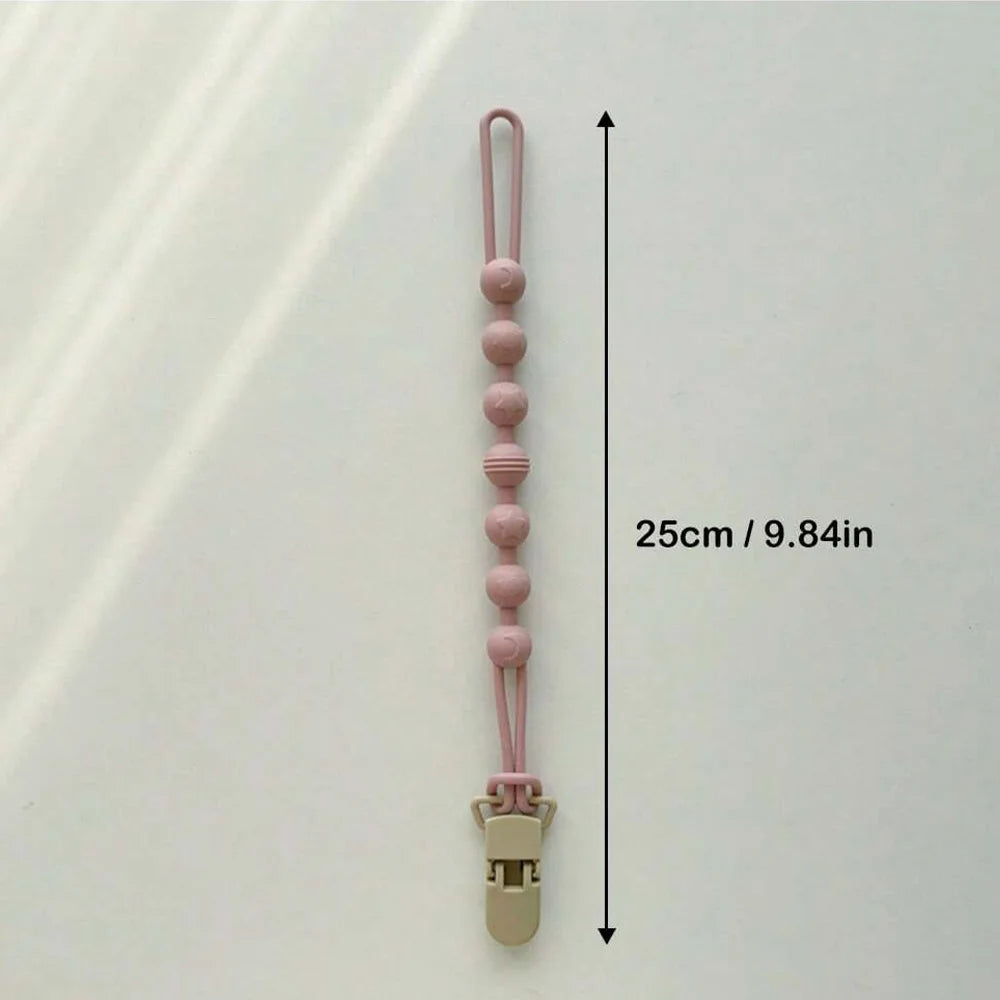 Silicone Pacifier Clip with Teething Beads – Baby Dummy Holder