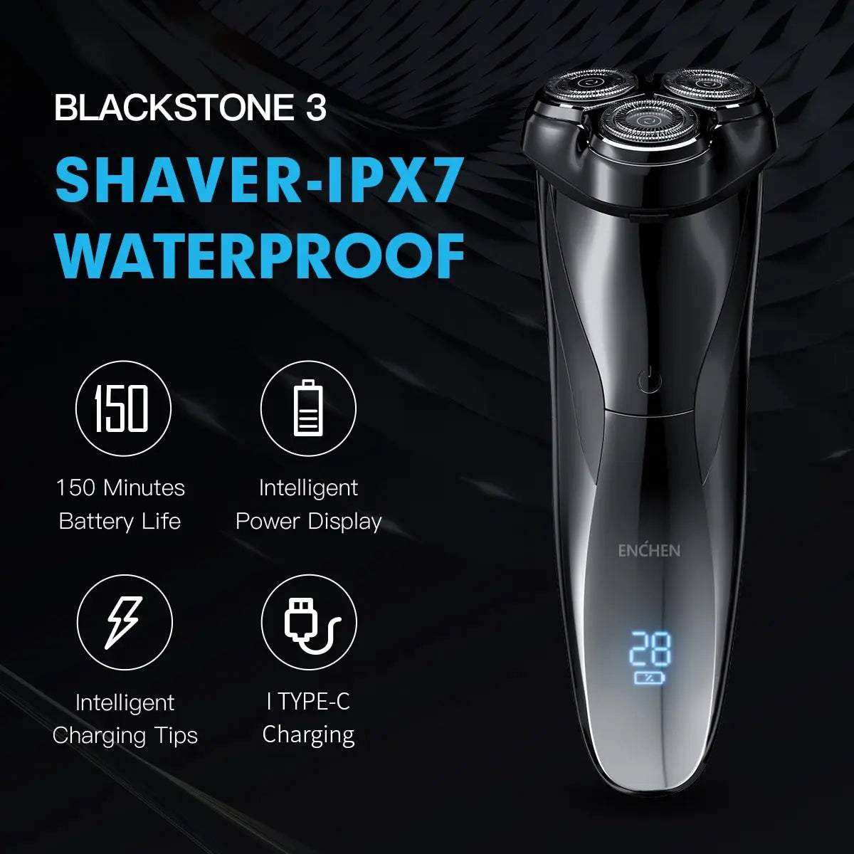 Enchen Blackstone 3 Electric Shaver – 3D IPX7 Waterproof Rotary Razor