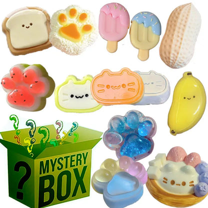 Mystery Squishy Fidget Toy – Kawaii Cat Paw & Food Surprise