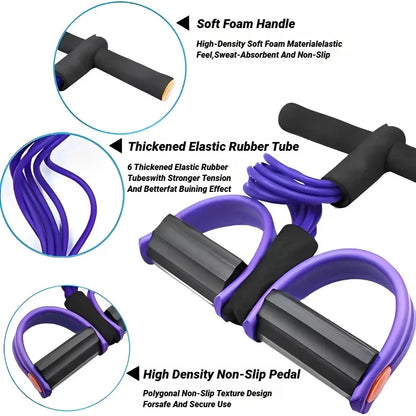 4-Tube Pedal Resistance Band – Home Fitness Puller
