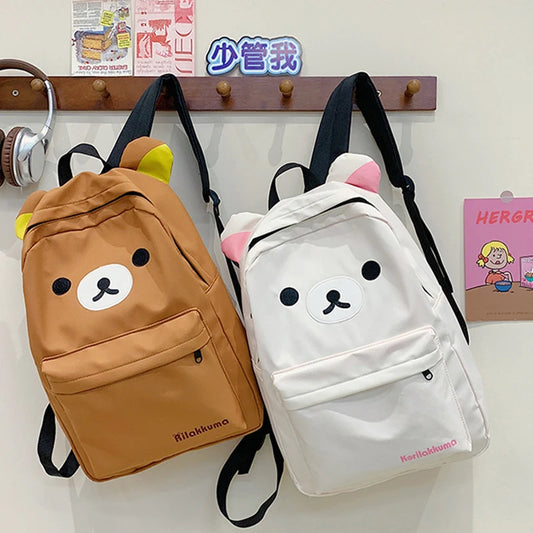 Rilakkuma Bear Backpack – Large Capacity Anime Cartoon School Bag