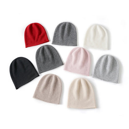 Cashmere Knit Beanie Hat – Unisex Solid Color Winter Warm Cap