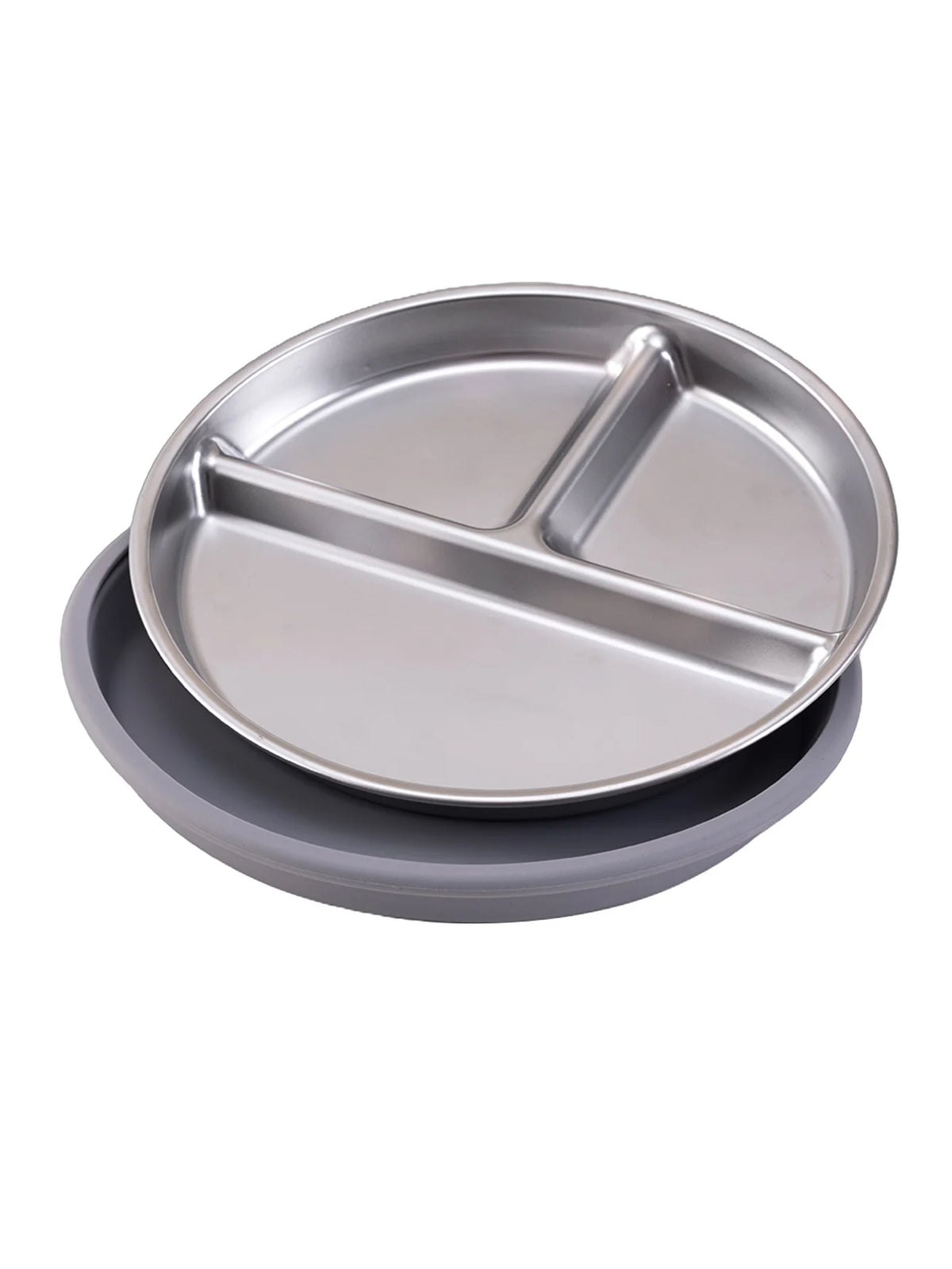 Baby Suction Divided Plate – Stainless Steel with Silicone Base