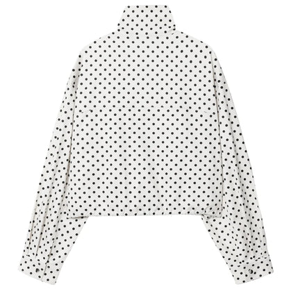 Polka Dot Bomber Jacket – Women's Oversized Long Sleeve Outerwear