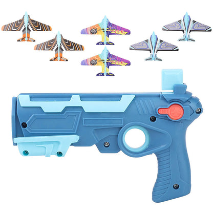Airplane Launcher Gun Toy with 6 Foam Glider Planes