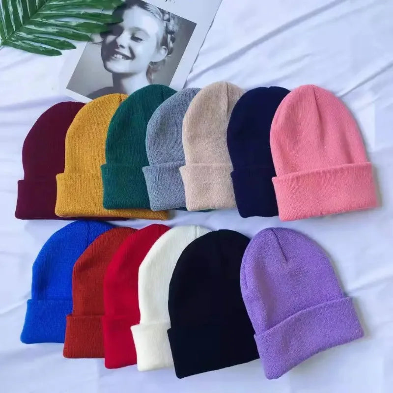 Knit Beanie Hat Warm Stretch Crochet Cap for Women & Men