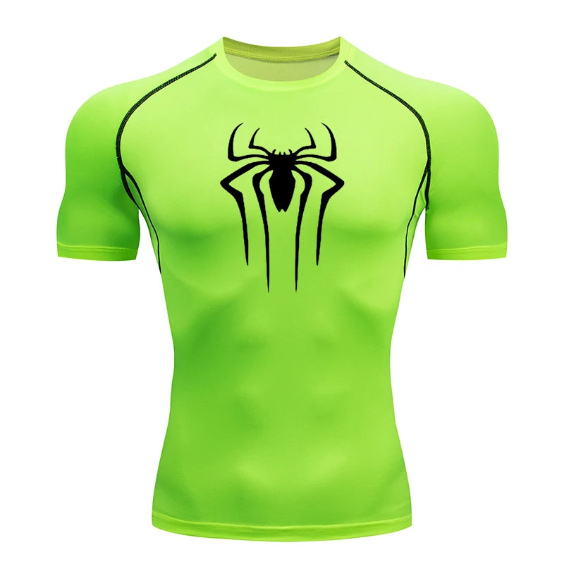 Men's Compression Short Sleeve Gym T-Shirt Spider Print