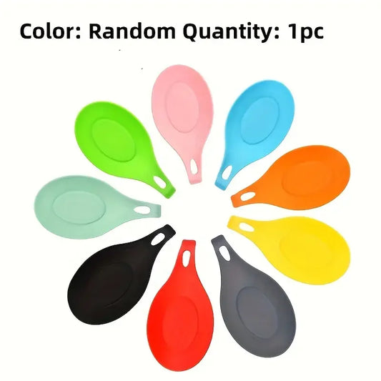 Silicone Spoon Rest - Heat-Resistant Kitchen Utensil Holder (Random Color)