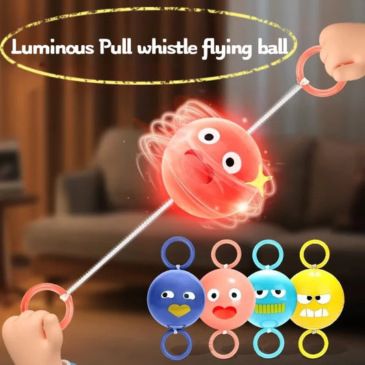 Luminous Whistle Spinning Ball Toy – 2 Pack Pull-String Kids Toy