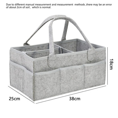 Baby Diaper Caddy Organizer – Felt Storage Basket with Dividers & Handles