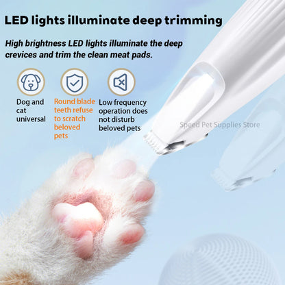Electric Pet Hair Trimmer with LED Light – Low Noise Dog & Cat Groomer