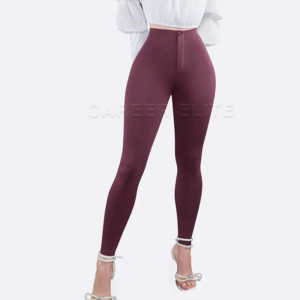Women's High-Waist Push-Up Leggings – Stretchy Skinny Ankle-Length Pants