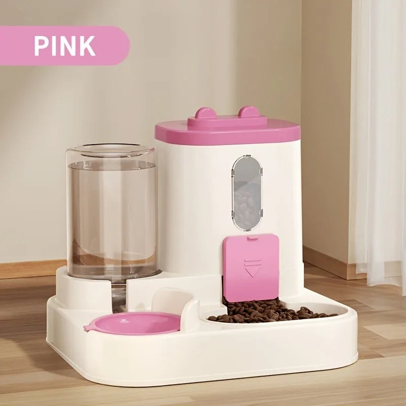 2-in-1 Automatic Cat Food & Water Dispenser – Cute Integrated Feeder