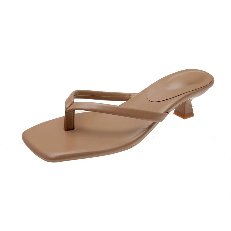 Women's Clip Toe Heeled Slides – Chic Low Heel Dress Slippers