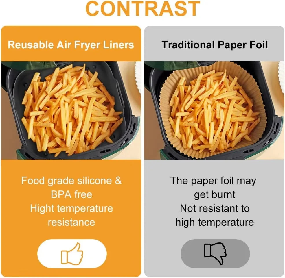 Silicone Air Fryer Liner – Reusable Square Basket Insert