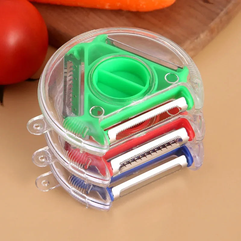 3-in-1 Magic Peeler Set – Rotary Slicer, Shredder & Julienne Peeler