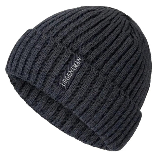 Urgentman Fur-Lined Knit Beanie Hat – Unisex Winter Warm Cap