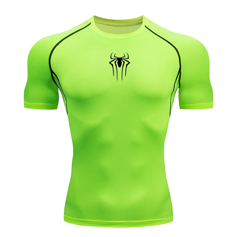 Men's Compression Short Sleeve Gym T-Shirt Spider Print