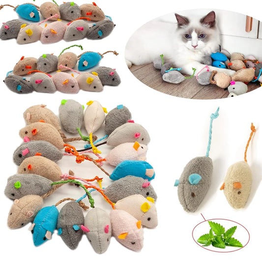 Catnip Faux Fur Mouse Cat Toys – Rattle Mice Pack (3–200 pcs)