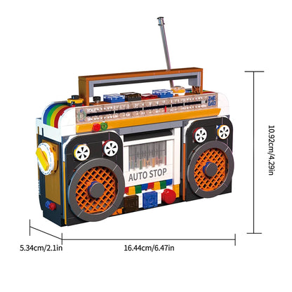 Retro Boombox Building Blocks Set – 554pcs DIY Radio Model Assembly Toy