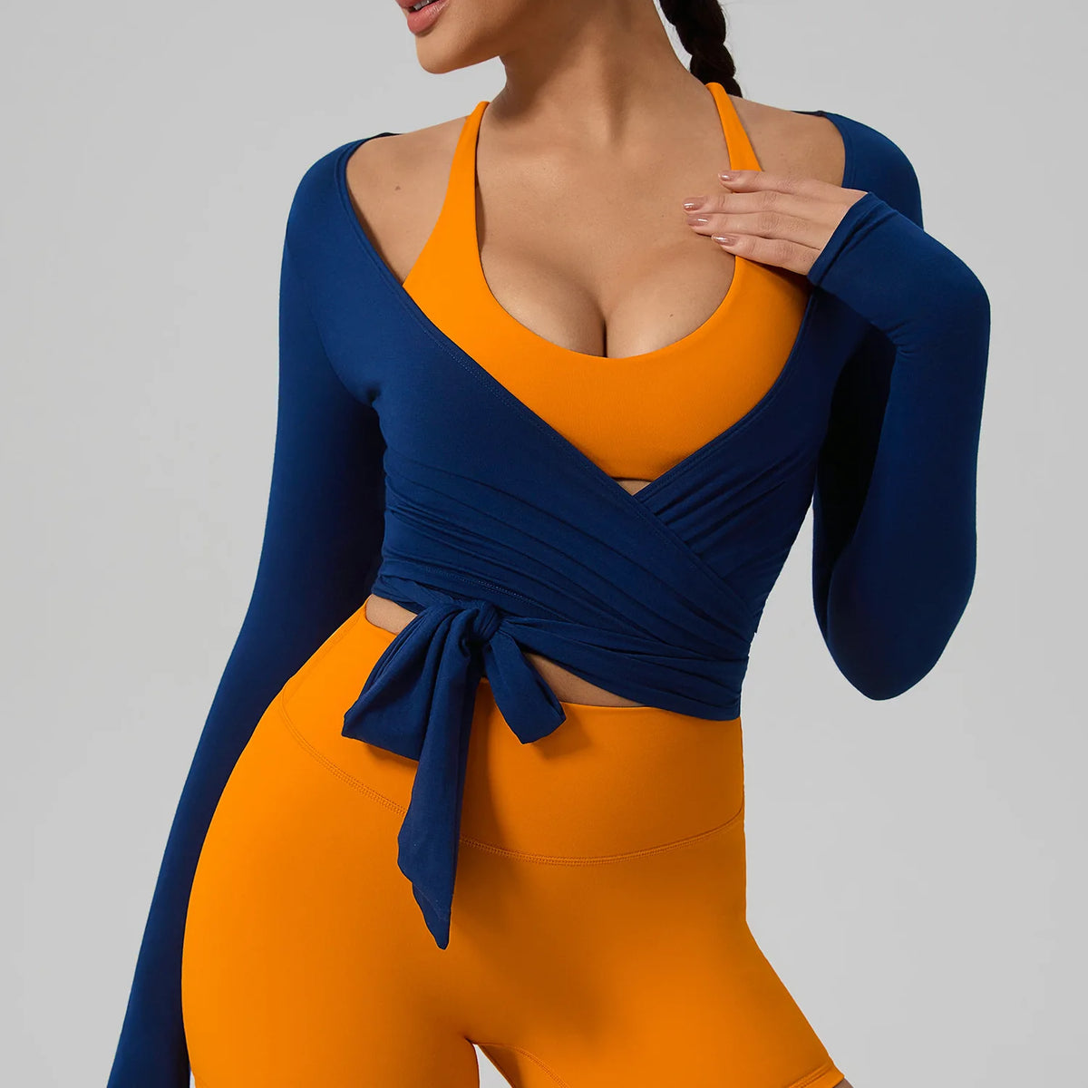 Women's Long Sleeve Wrap Yoga Top | Breathable Quick-Dry