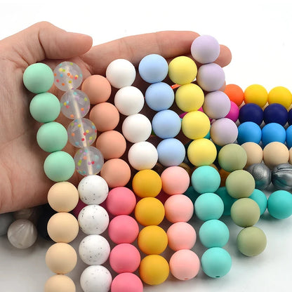 Silicone Beads 12mm Round BPA-Free – 100pcs for Teething Necklace & Pacifier Clips