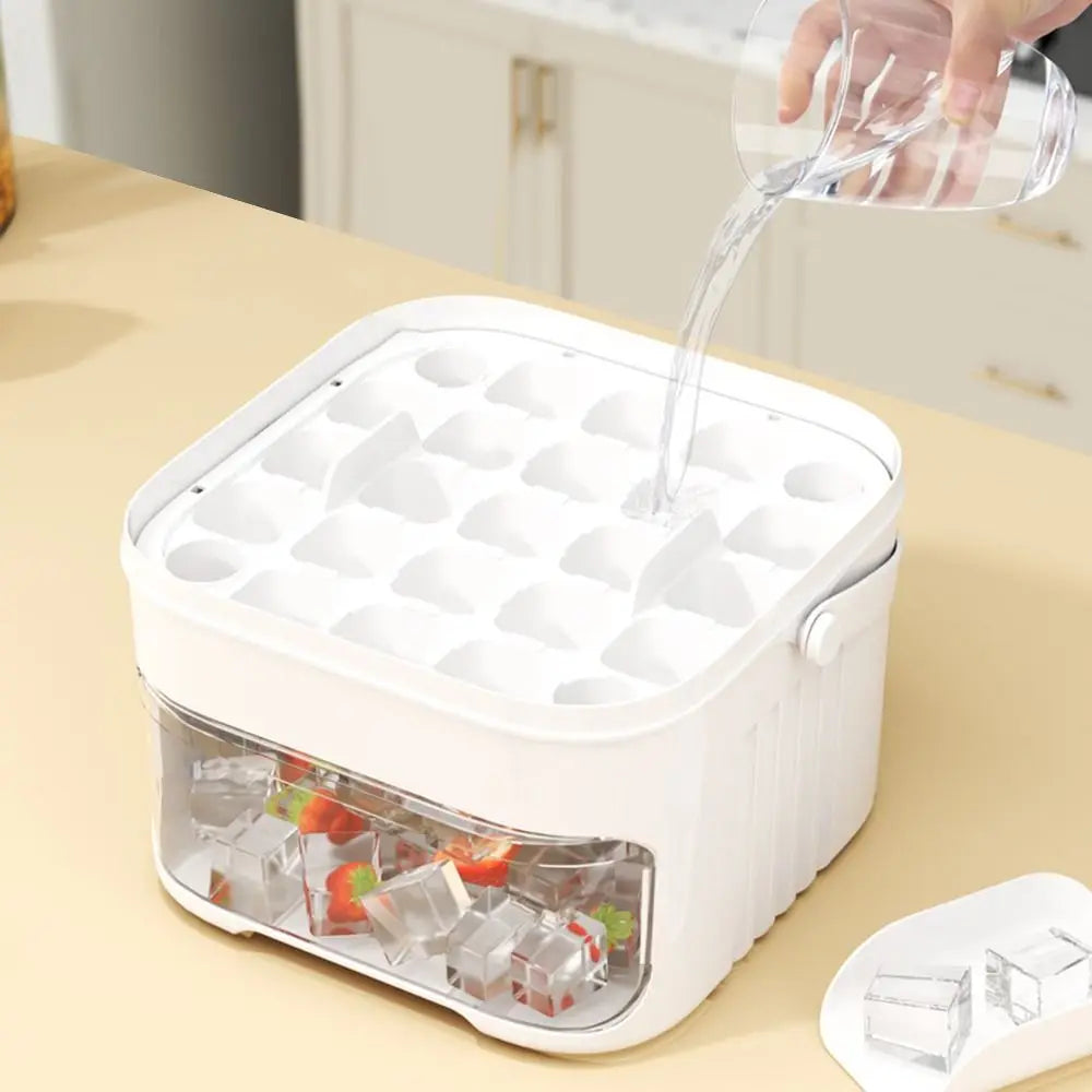 Ice Cube Tray with Storage Box – 50-Cube Double Layer Press