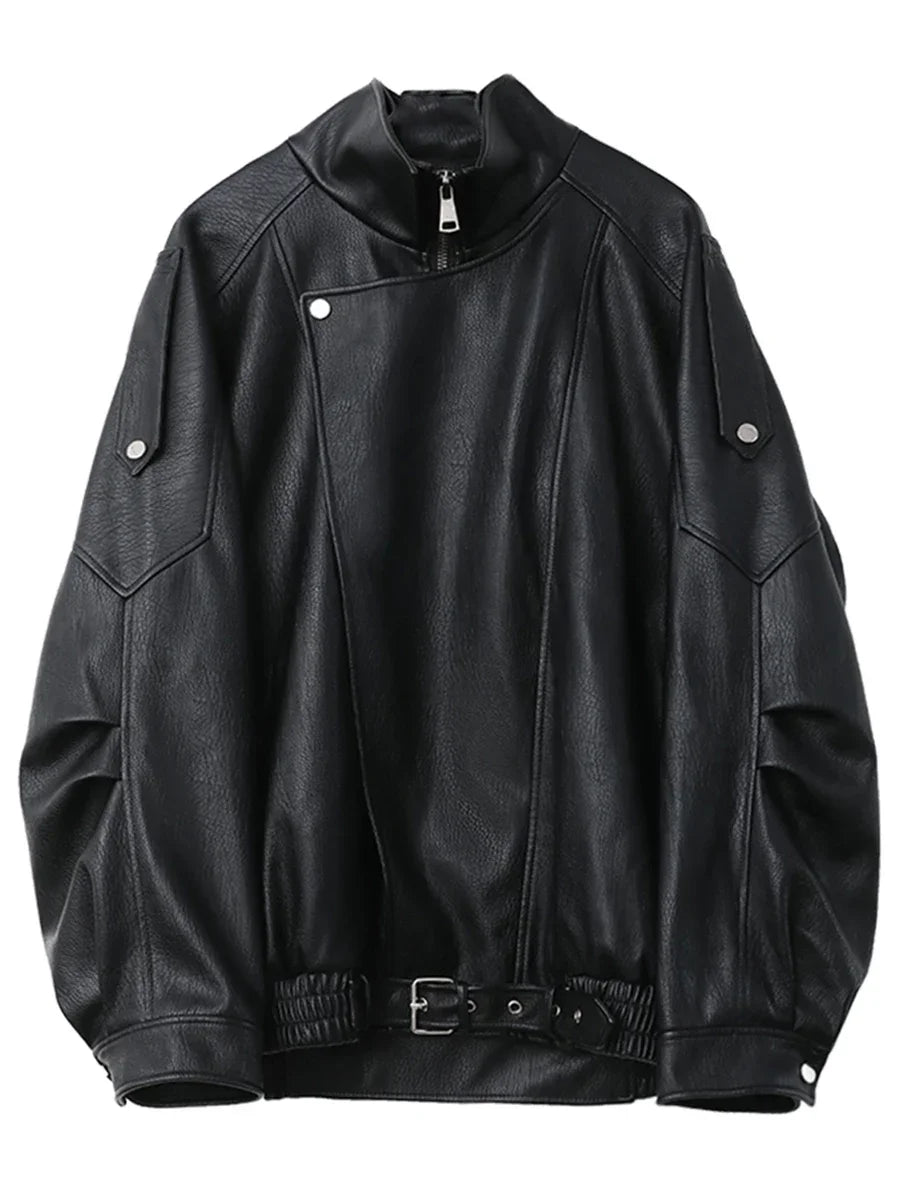 Women's Oversized Faux Leather Moto Jacket