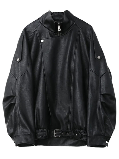 Women's Oversized Faux Leather Moto Jacket