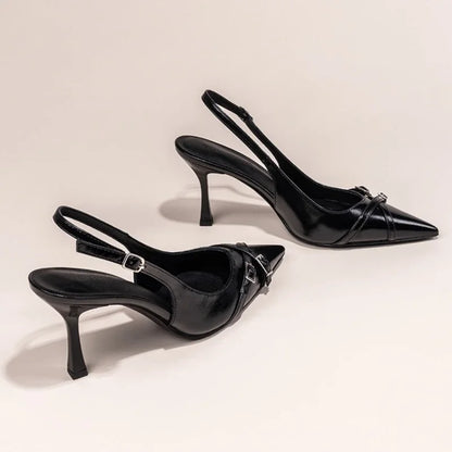 Pointed Toe Stiletto Slingback Heels – Elegant Buckle Pumps for Women