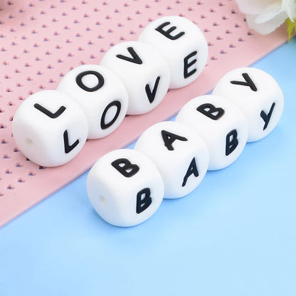 Silicone Alphabet Letter Beads 12mm – 40pcs Food Grade Teething