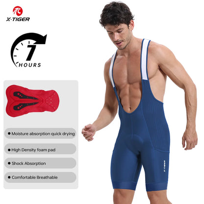 X-Tiger Men's Cycling Bib Shorts – Pro Foam Pad, Long Distance