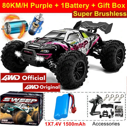 4WD RC Car 1/16 Scale – 50/80KM/H High Speed Off-Road Remote Control Truck