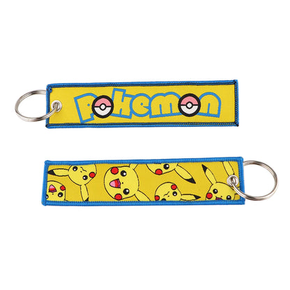Anime Embroidered Jet Tag Keychain – Cute Cartoon Key Ring