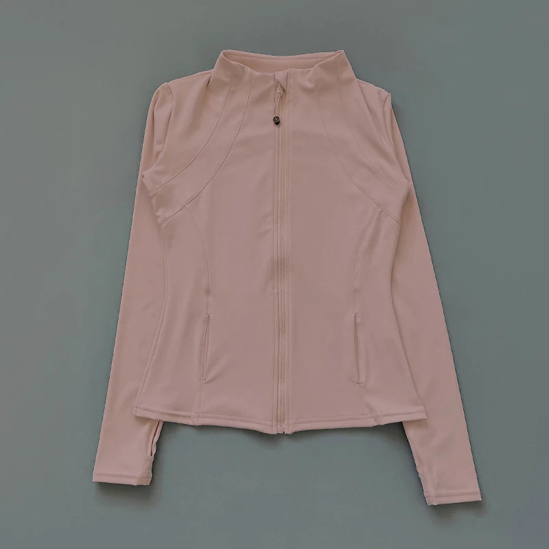 Women's Zip-Up Sports Jacket – Slim Fit Windbreaker with Thumb Holes