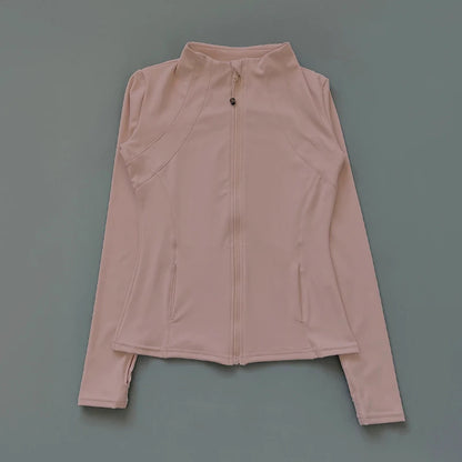 Women's Zip-Up Sports Jacket – Slim Fit Windbreaker with Thumb Holes