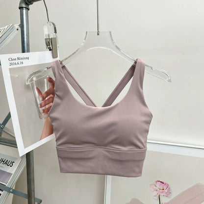 High-Impact Sports Bra with Built-In Cup – Shockproof Cross-Back
