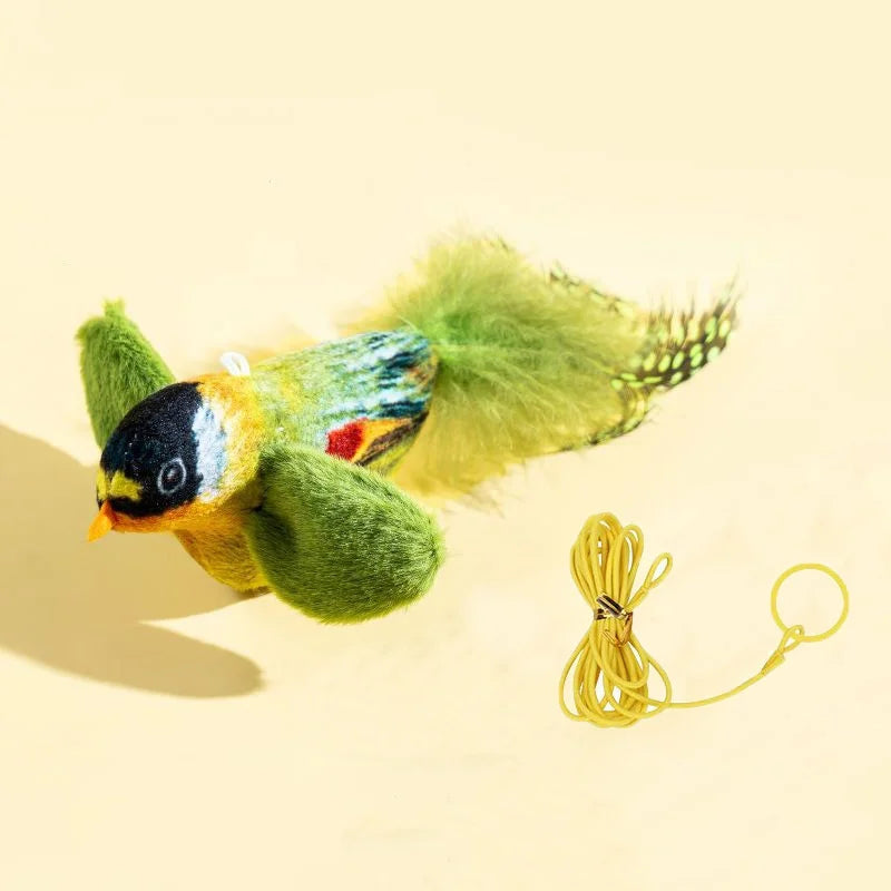 Electric Bird Cat Toy – Interactive Chirping Plush Bird with String
