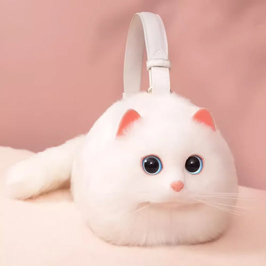 Cute Cat Plush Handbag – Handmade Novelty Shoulder Bag