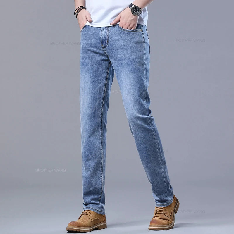 Men's Slim Fit Jeans – Stretch Denim Pants in Light Blue, Blue Gray & Smoke Gray