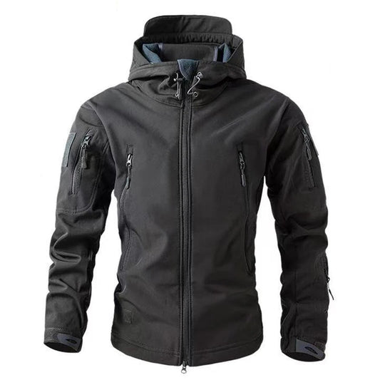 Men's Thermal Fleece Softshell Jacket – Windproof Outdoor Hoodie