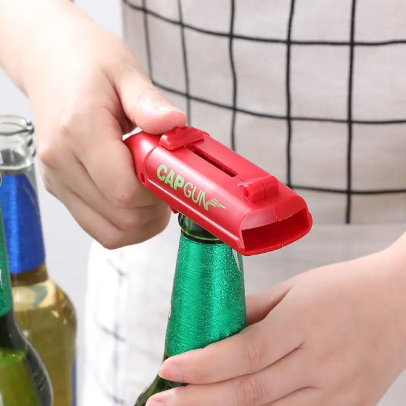 Cap Gun Bottle Opener – Fun Spring-Launch Beer Cap Shooter