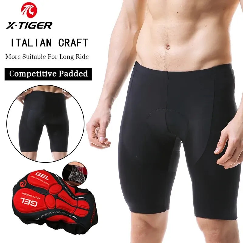Cycling Shorts Men Gel Pad - X-Tiger MTB Road Bike Pants