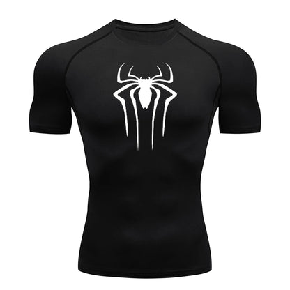 Men's Compression Short Sleeve Gym T-Shirt Spider Print