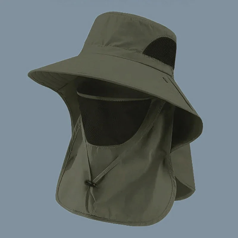 UV Protection Sun Hat with Face Cover – Outdoor Bucket Hat for Men & Women