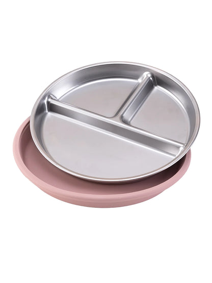 Baby Suction Divided Plate – Stainless Steel with Silicone Base