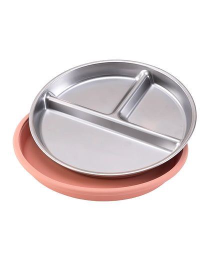 Baby Suction Divided Plate – Stainless Steel with Silicone Base