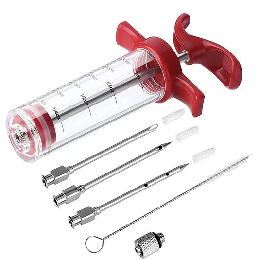 Meat Injector Syringe with 3 Marinade Needles – BBQ & Turkey Kit